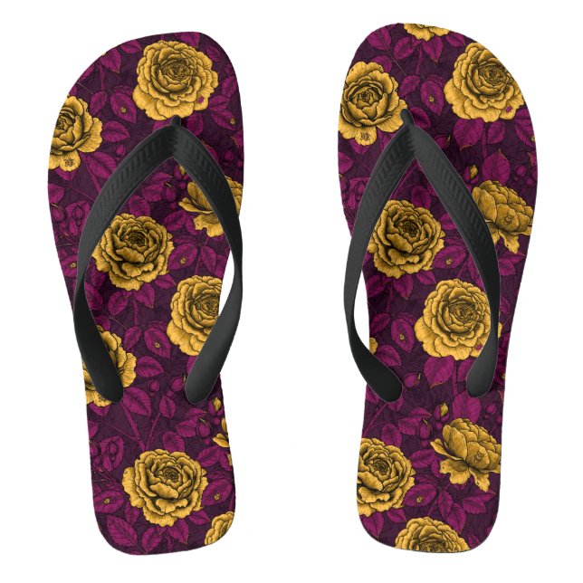 Yellow roses thongs (Footbed)