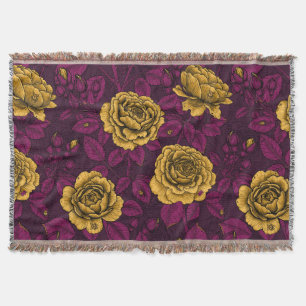 Yellow roses throw blanket