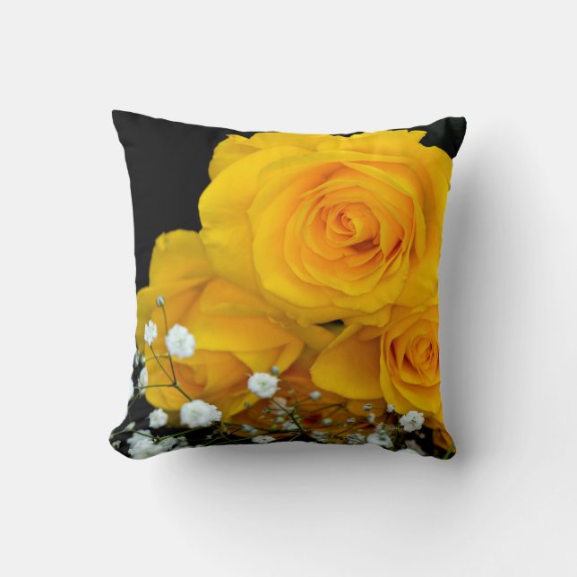 Yellow Roses Throw Pillow (Front)