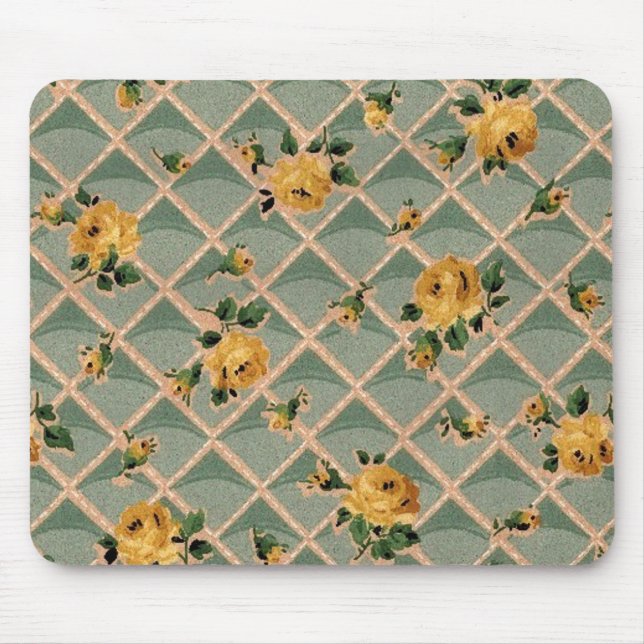 Yellow Roses Vintage Wallpaper - Mousepad (Front)