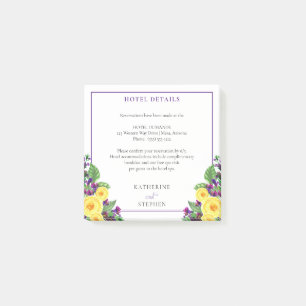 Yellow Roses Violets Boho Floral Wedding Details Post-it Notes