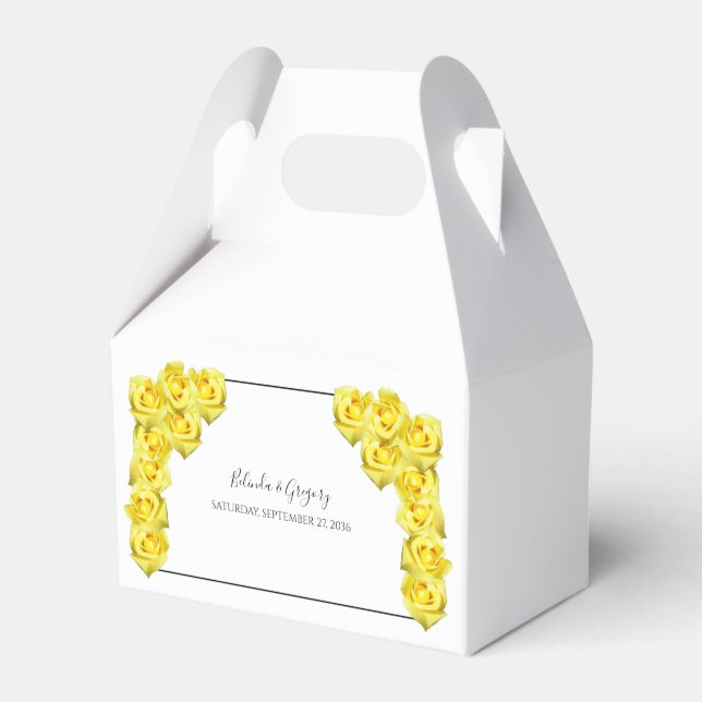 Yellow Roses Wedding Favour Box (Front Side)