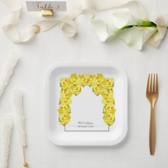 Yellow Roses Wedding   Paper Plate (Wedding)