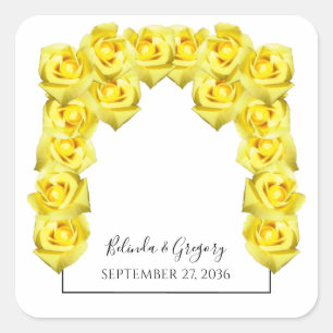 Yellow Roses Wedding Square Sticker