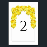 Yellow Roses Wedding Table Number Card<br><div class="desc">This design features rustic yellow roses. The yellow roses are complimented by an elegant black lined border. The yellow tones of the rose flowers create a rustic floral country garden feel. Elegant wedding table number card design with modern elements. Matching wedding invitations and other stationery items are also available. Customise...</div>