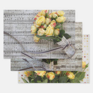 Yellow roses wrapping paper sheet