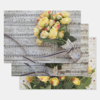Yellow roses wrapping paper sheet