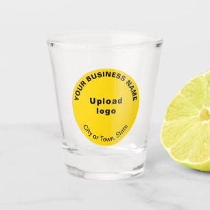 Yellow Round Business Brand on Shot Glass