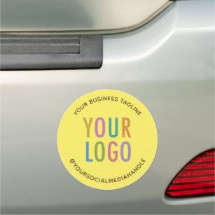 Yellow Round Car Bumper Magnet Custom Company Logo