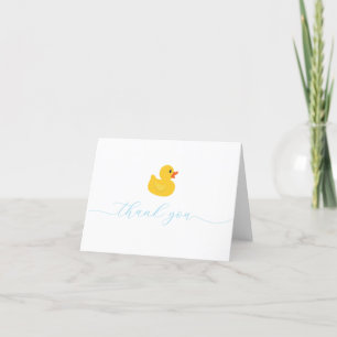 Yellow Rubber Duck Baby Boy Thank You Card – Blue