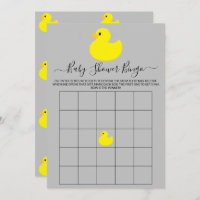 Yellow Rubber Duck Baby Shower Bingo Card