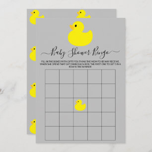 Yellow Rubber Duck Baby Shower Bingo Card