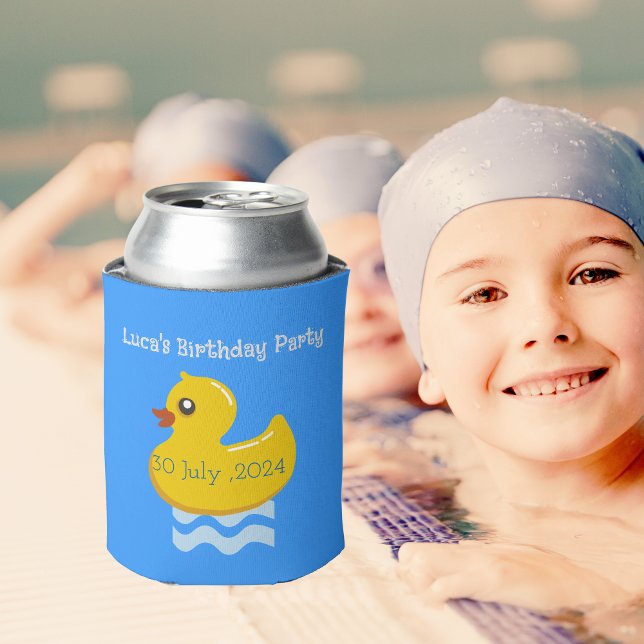 yellow rubber duck birthday party can cooler (Creator Uploaded)
