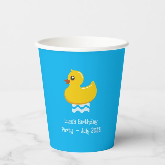 yellow rubber duck -birthday party  paper cups (Front)