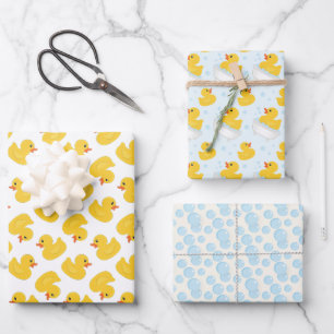 Yellow Rubber Duck & Bubbles Baby Shower Wrapping Paper Sheet
