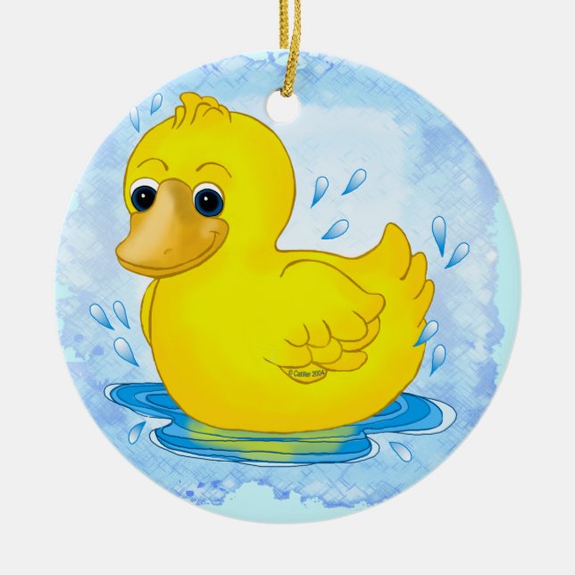 Yellow Rubber Duck Ceramic Ornament (Front)