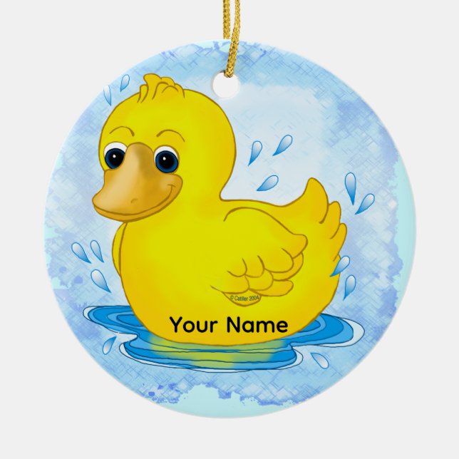 Yellow Rubber Duck Ceramic Ornament (Front)