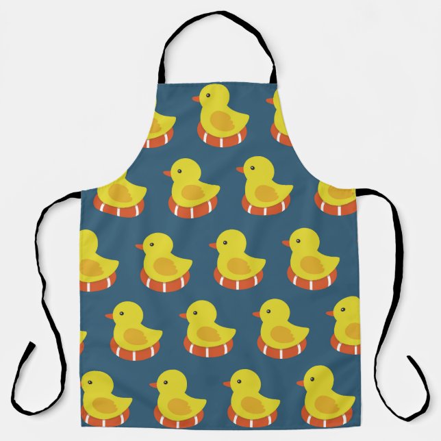 Yellow rubber duck, cute, seamless pattern. apron (Front)
