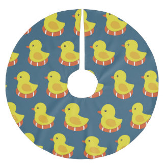 Yellow rubber duck, cute, seamless pattern. brushed polyester tree skirt