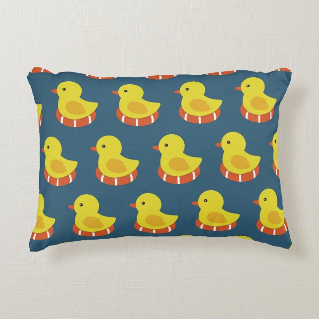 Yellow rubber duck, cute, seamless pattern. decorative cushion (Front)