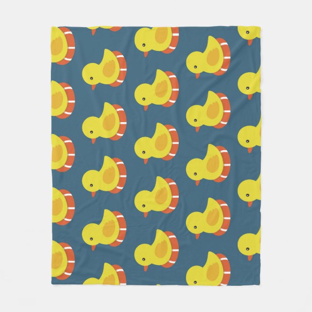 Yellow rubber duck, cute, seamless pattern. fleece blanket (Front)