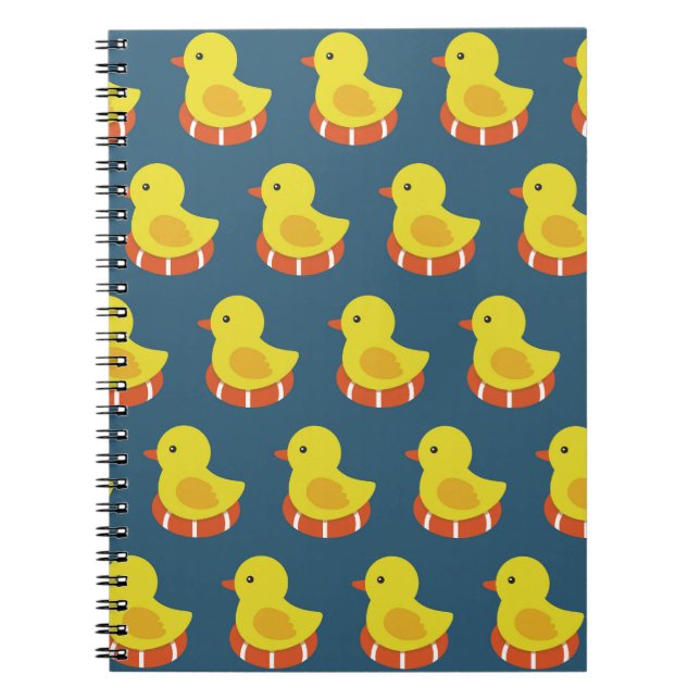 Yellow rubber duck, cute, seamless pattern. notebook (Front)