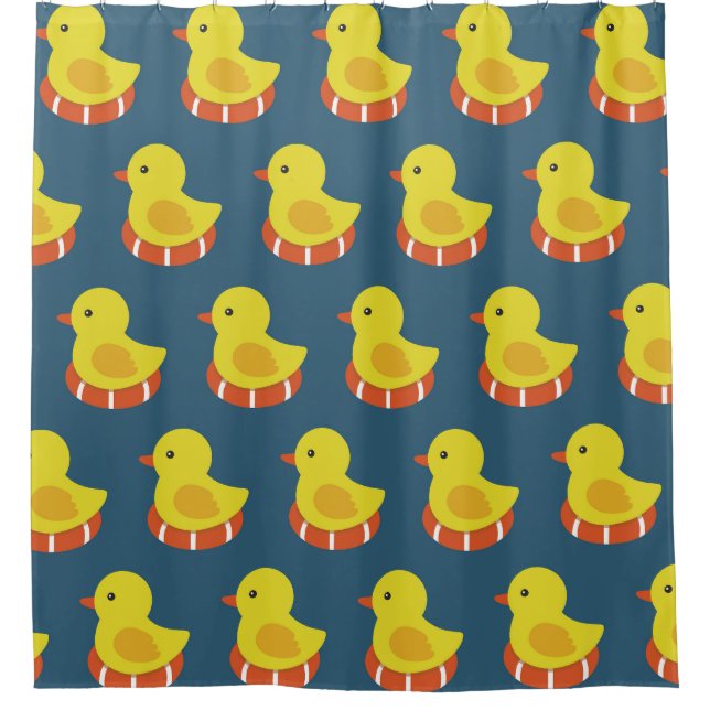 Yellow rubber duck, cute, seamless pattern. shower curtain (Front)