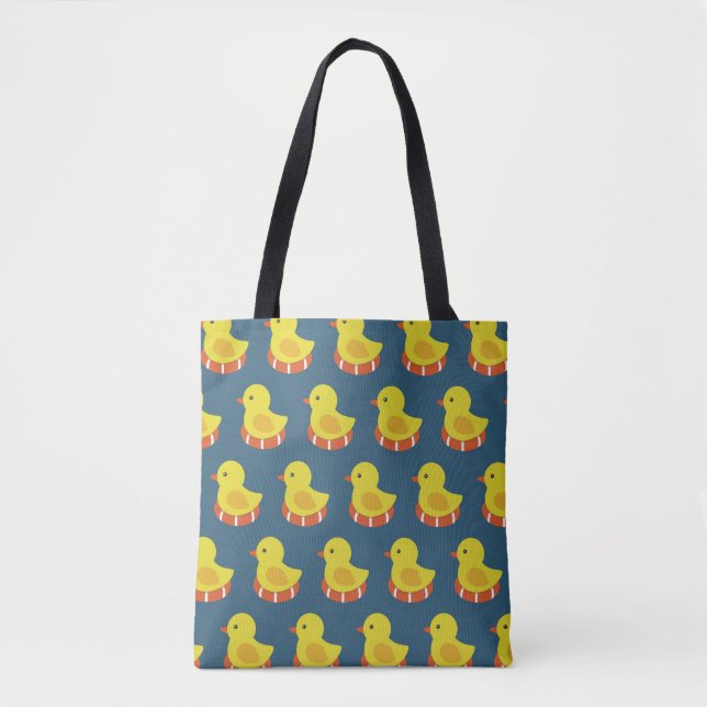 Yellow rubber duck, cute, seamless pattern. tote bag (Front)