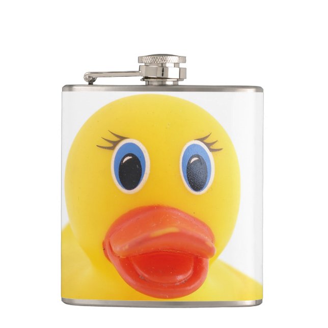Yellow Rubber Duck Duckface Hip Flask (Front)