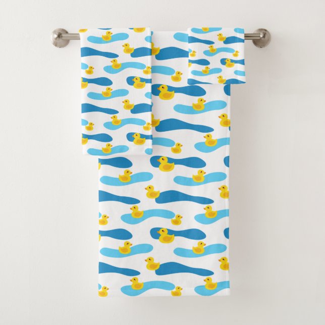 Yellow Rubber Duck Pattern Bath Towel Set (Insitu)