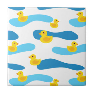 Yellow Rubber Duck Pattern Ceramic Tile