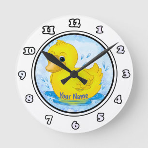 Yellow Rubber Duck Round Clock