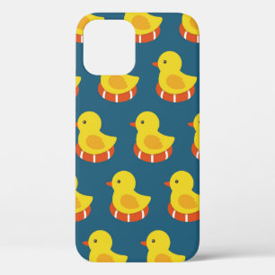 yellow rubber duck seamless pattern. Vintage illus iPhone 12 Case
