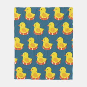 yellow rubber duck seamless pattern. Vintage illus Fleece Blanket