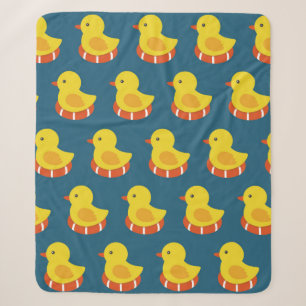 yellow rubber duck seamless pattern. Vintage illus Sherpa Blanket