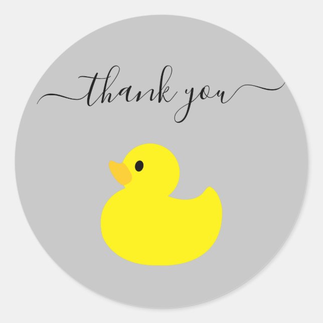 Yellow Rubber Duck Thank You Classic Round Sticker (Front)