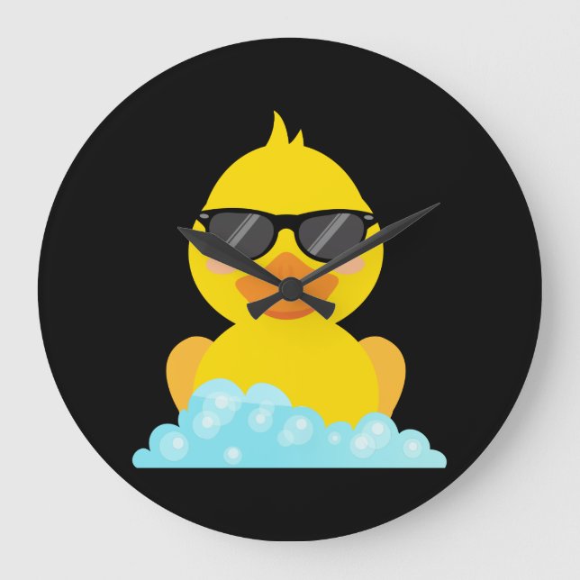 Yellow Rubber Duck with Sunglasses Large Clock (Front)