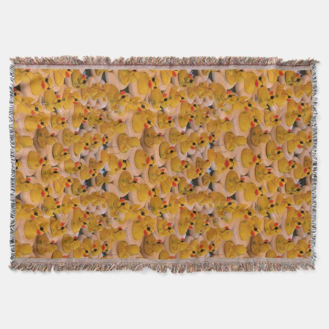 Yellow Rubber Ducks Animal Pattern Throw Blanket (Front)