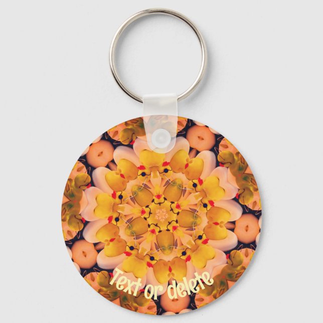 Yellow Rubber Ducks Kaleidoscope Personalised Key Ring (Front)