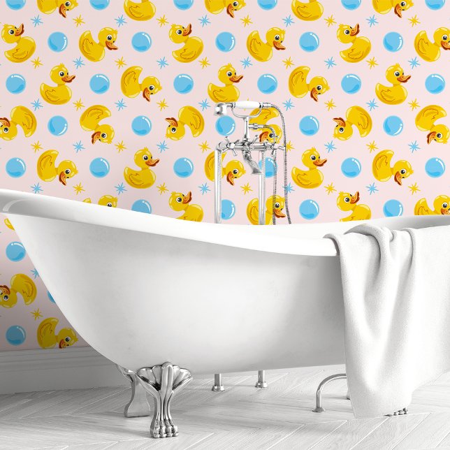 Yellow Rubber Ducks On Pink  Wallpaper (Creator Uploaded)
