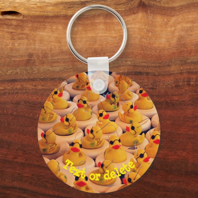 Yellow Rubber Ducks Personalised Key Ring (Front)