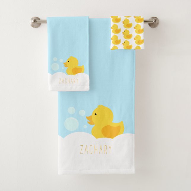 Yellow Rubber Ducky Bath Towel Set (Insitu)
