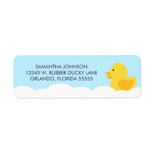 Yellow Rubber Ducky Bubble Bath Return Address Label