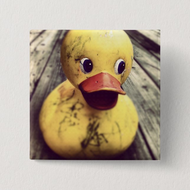 Yellow Rubber Ducky Covered in Dirt! 15 Cm Square Badge (Front)
