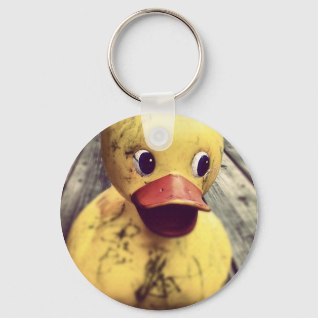 Yellow Rubber Ducky Covered in Dirt! Key Ring (Front)