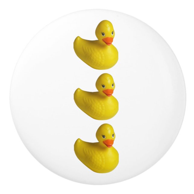 Yellow Rubber Ducky Duck Fun Kids Bath Time Ceramic Knob (Front)