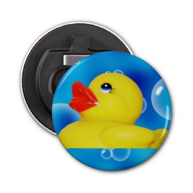 Yellow Rubber Ducky in Bubbles Bottle Opener (Front)