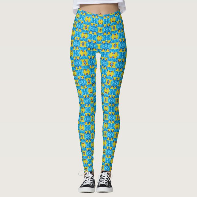 Yellow Rubber Ducky in Bubbles Leggings (Front)
