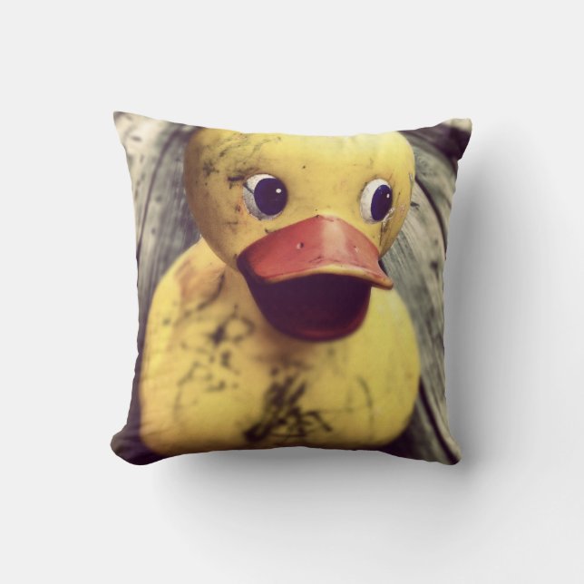 Yellow Rubber Ducky Needs a Bath! Cushion (Front)