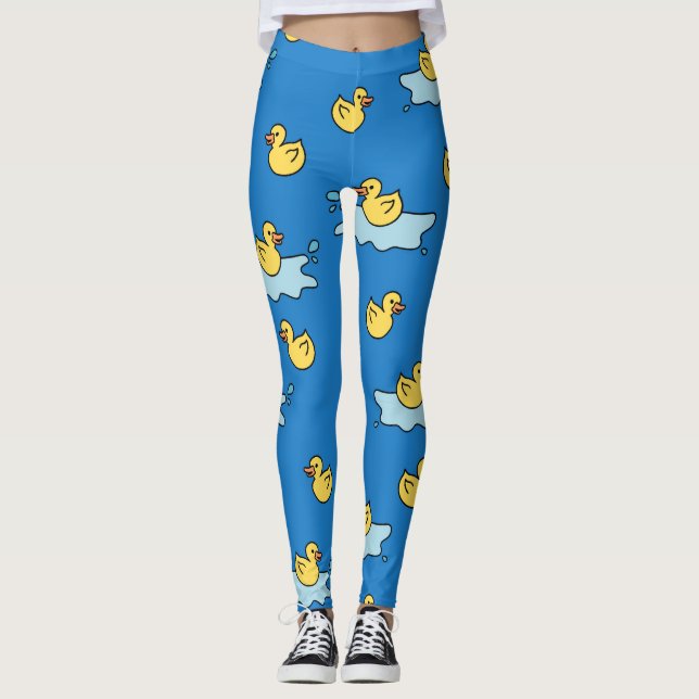 Yellow rubber ducky toy design leggings (Front)